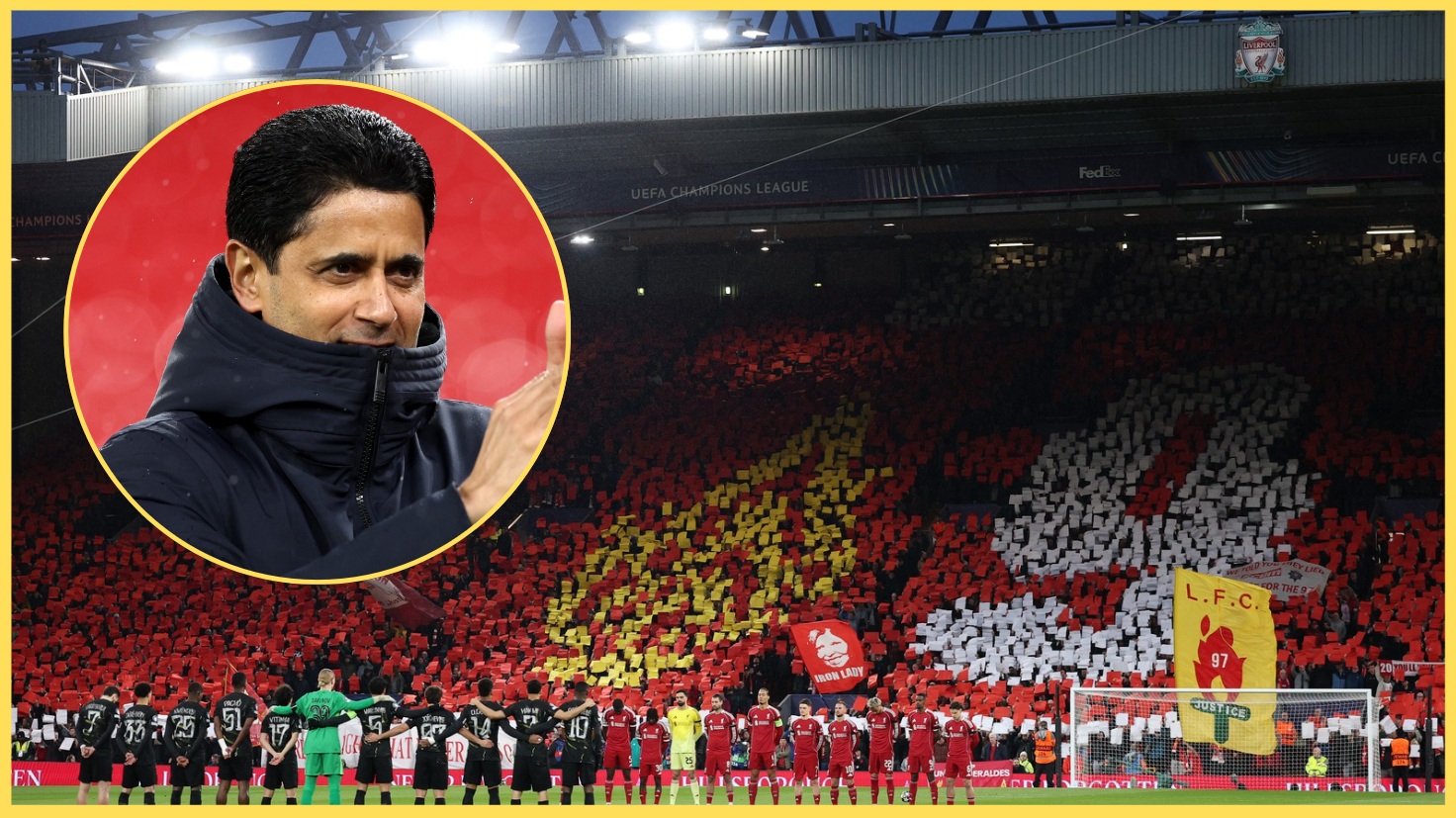 PSG president Nasser Al-Khelaifi paid tribue to the 97 Liverpool fans who were unlawfully killed in the Hillsborough disaster