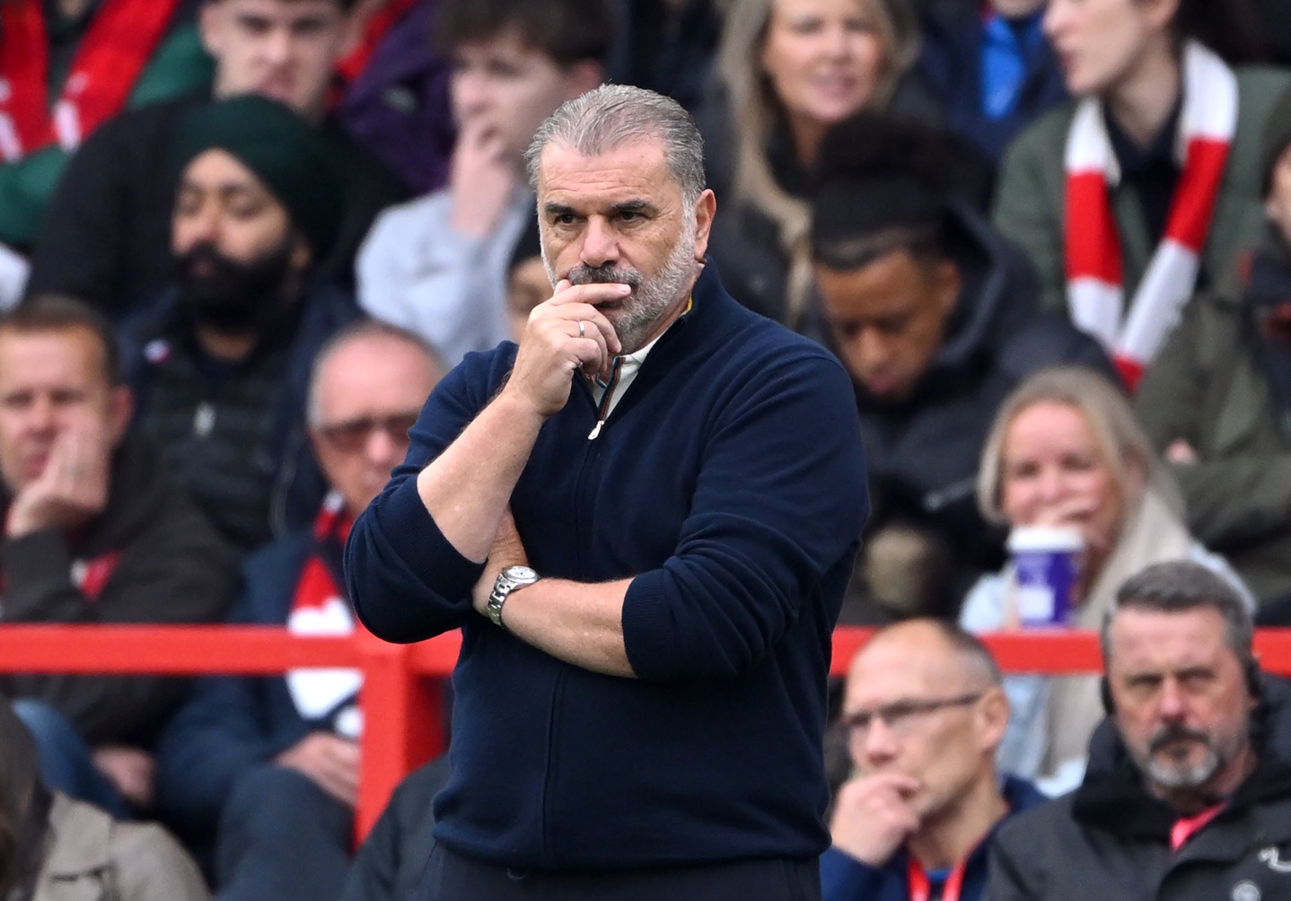 Ange Postecoglou was at Liverpool's match against PSG at Anfield as a technical observer for UEFA