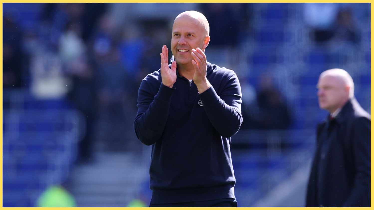 Arne Slot applauds after Liverpool's Merseyside derby win over Everton
