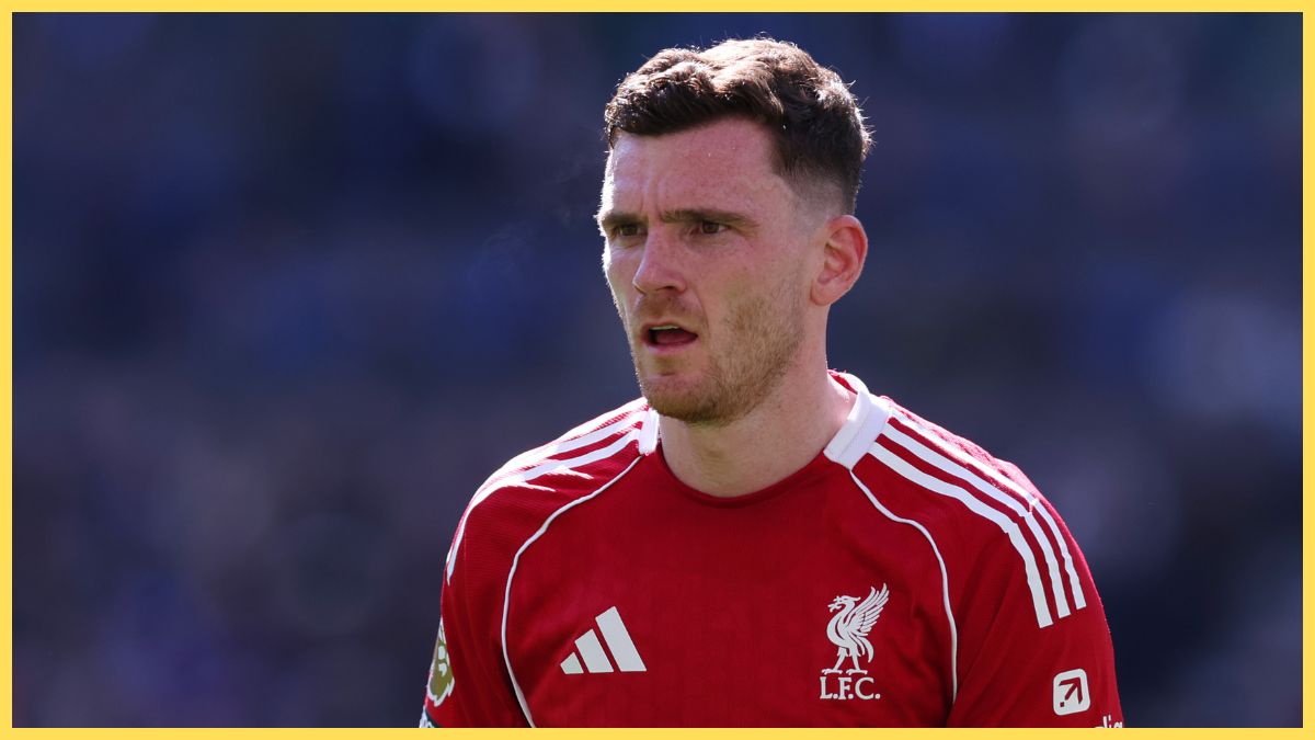 Andrew Robertson of Liverpool during the Premier League match between Everton and Liverpool at Hill Dickinson Stadium