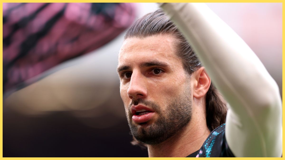 Dominik Szoboszlai of Liverpool looks on during the warm up prior to the Premier League match between Manchester United and Liverpool at Old Trafford