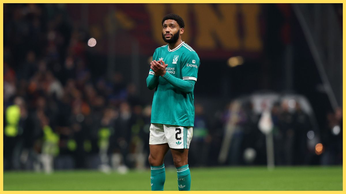 Joe Gomez of Liverpool acknowledges the fans following the teams defeat in the UEFA Champions League 2025/26 Round of 16 First Leg match between Galatasaray SK and Liverpool FC at Ali Sami Yen Spor Kompleksi