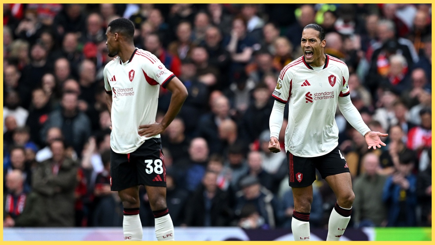 Ryan Gravenberch and Virgil van Dijk react angrily at Old Trafford