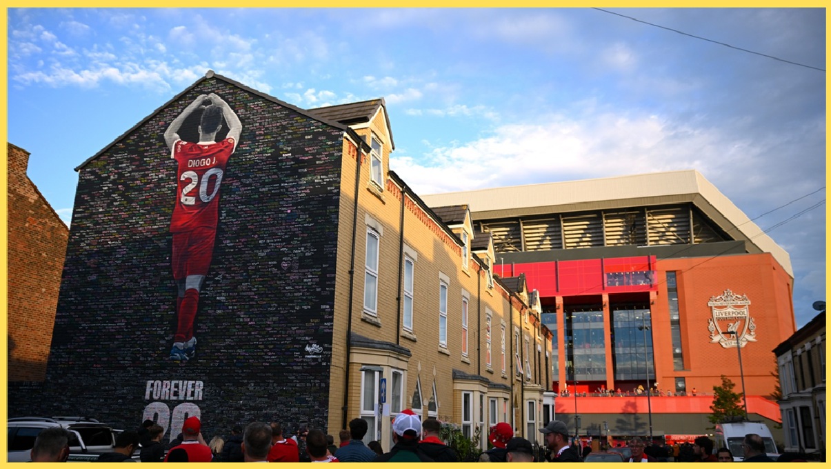 A mural of Diogo Jota near Anfield
