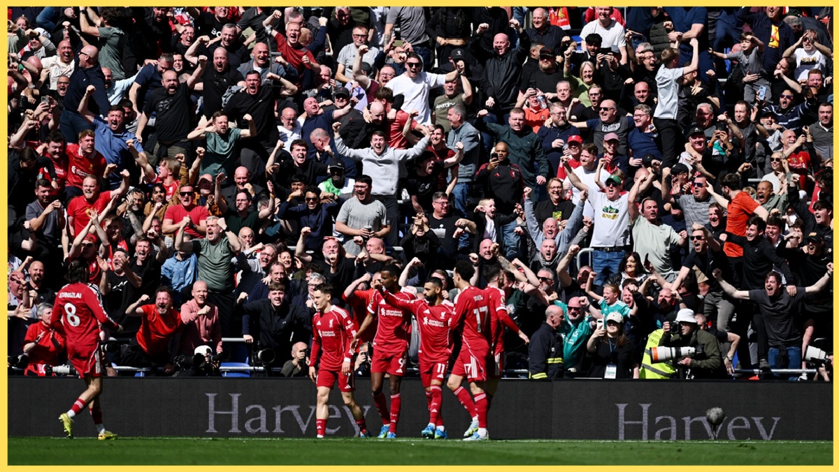 Dominik Szoboszlai celebrates with his Liverpool teammates