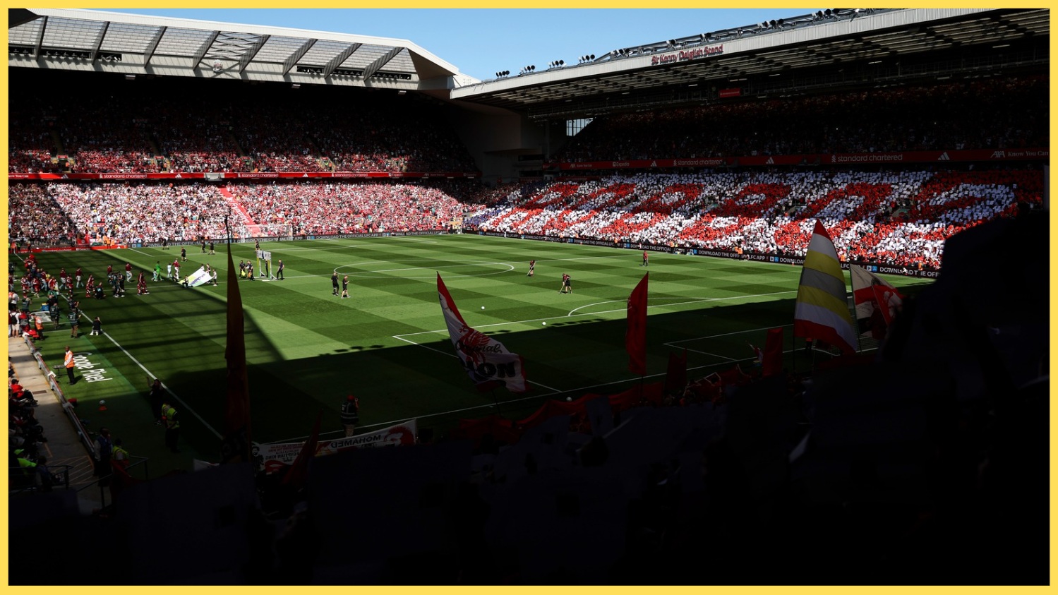 A mosaic in tribute to Andy Robertson is displayed at Anfield