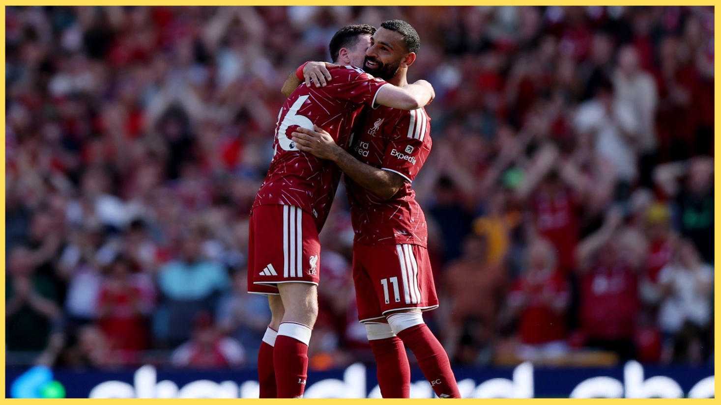 Andy Roberston hugs Mo Salah as the duo bade farewell at Anfield