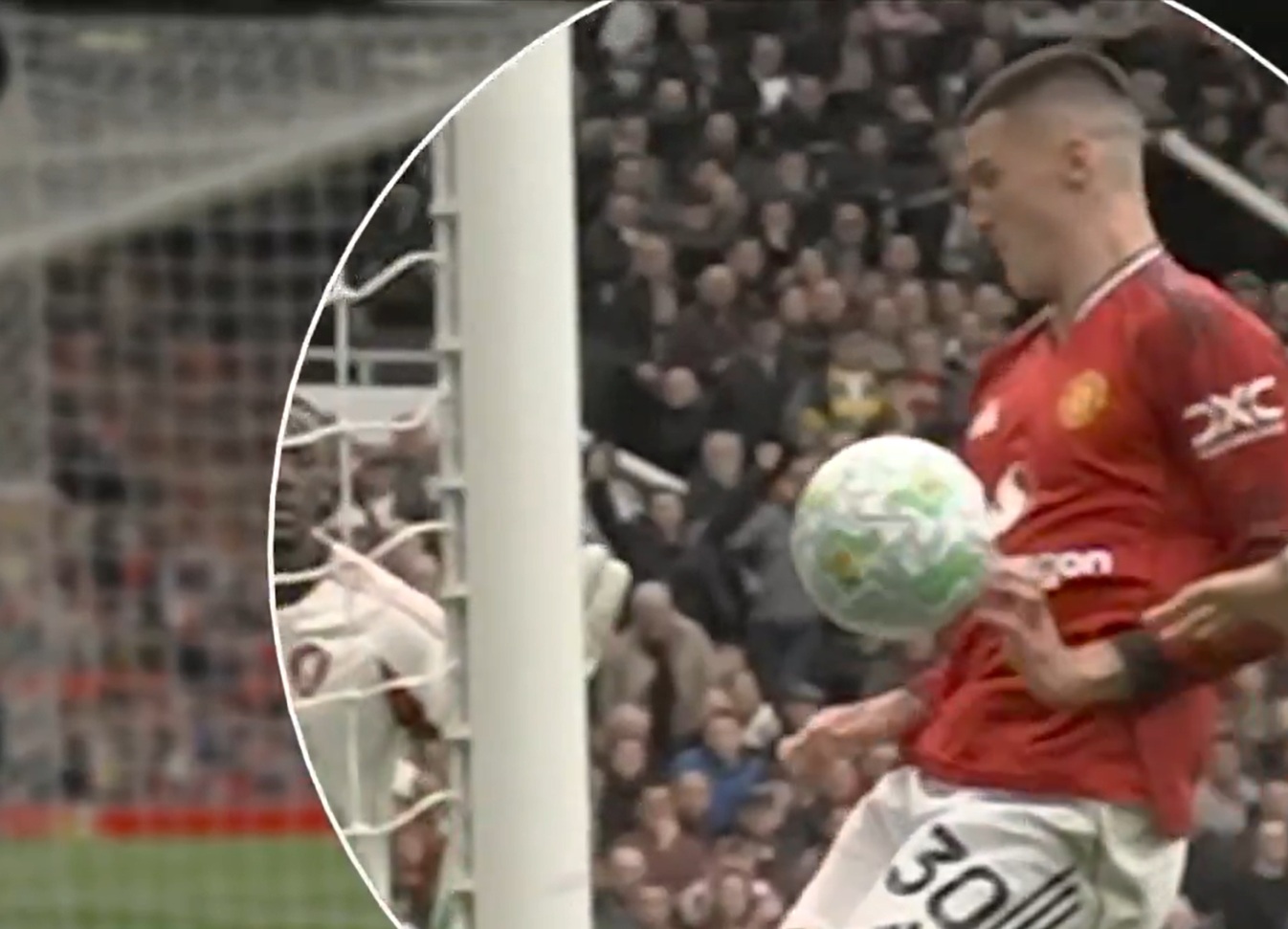 Benjamin Sesko's fingertips touched the ball before he scored against Liverpool