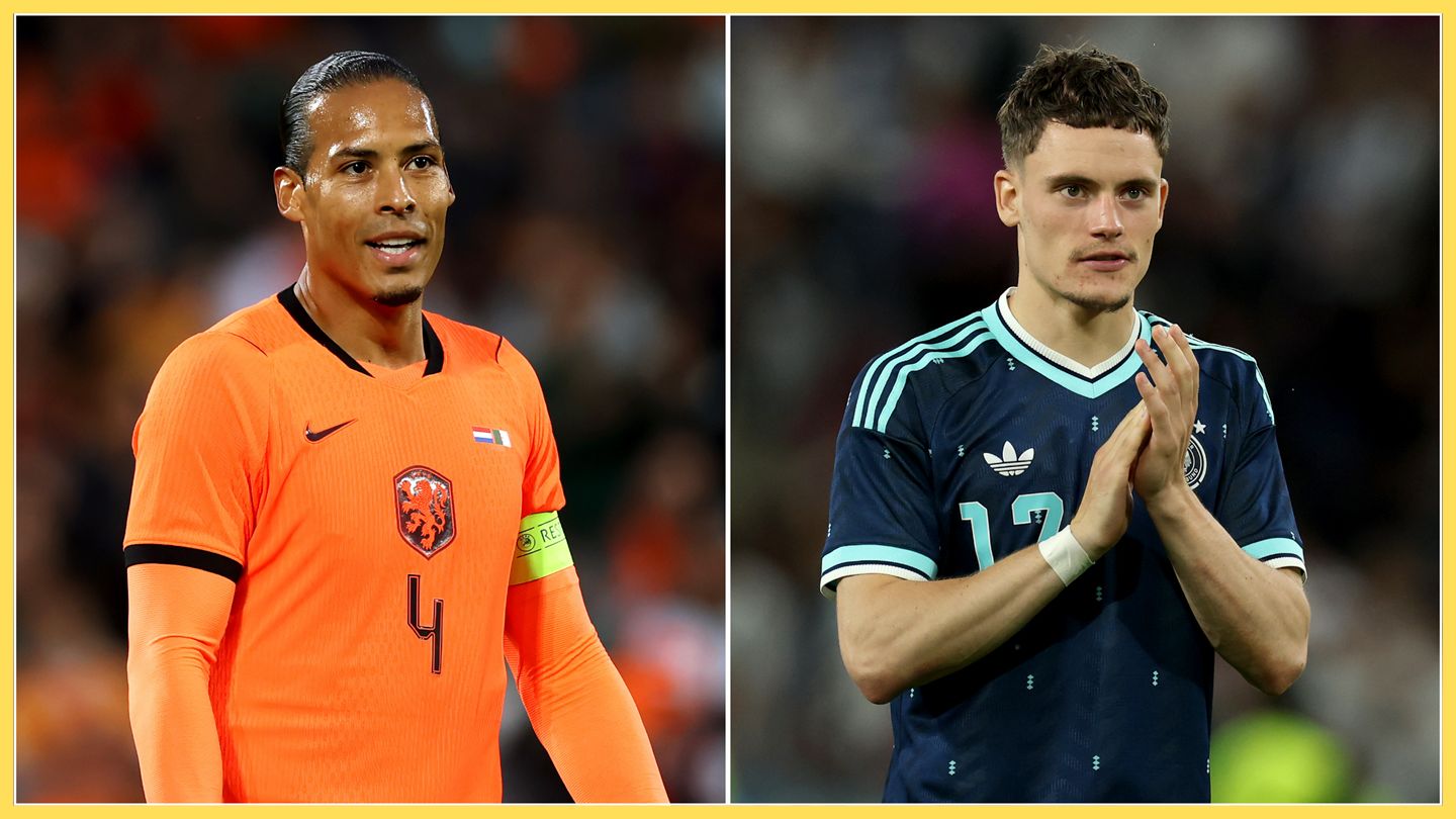 Liverpool defender Virgil van Dijk looks on as Florian Wirtz claps his hands.