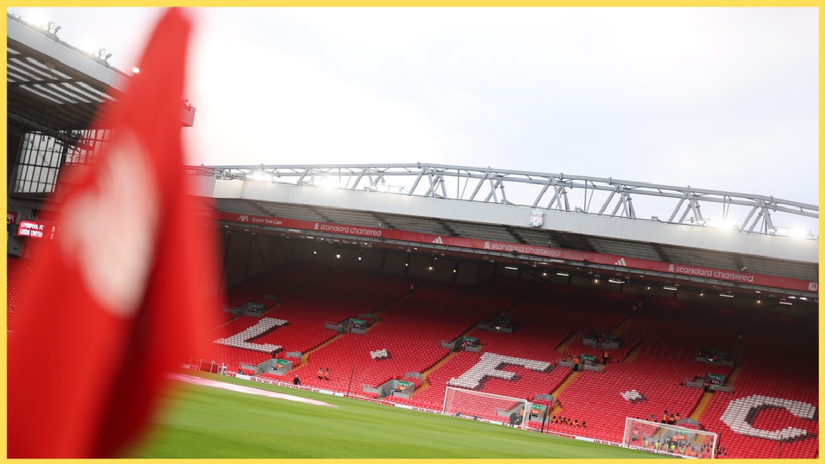 A photo of the Kop at Anfield on the morning of matchday