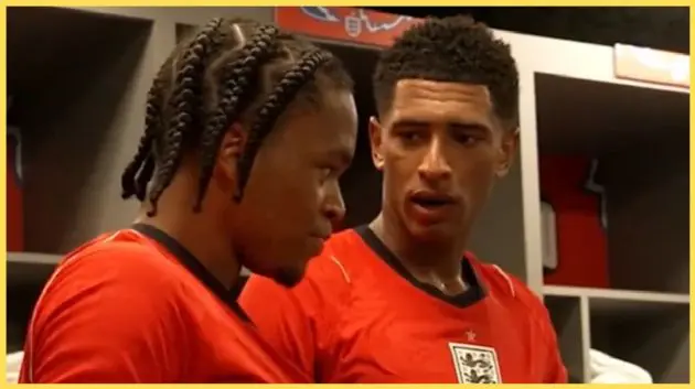 Rio Nugmoha speaks to his England teammates after making his debut on Saturday