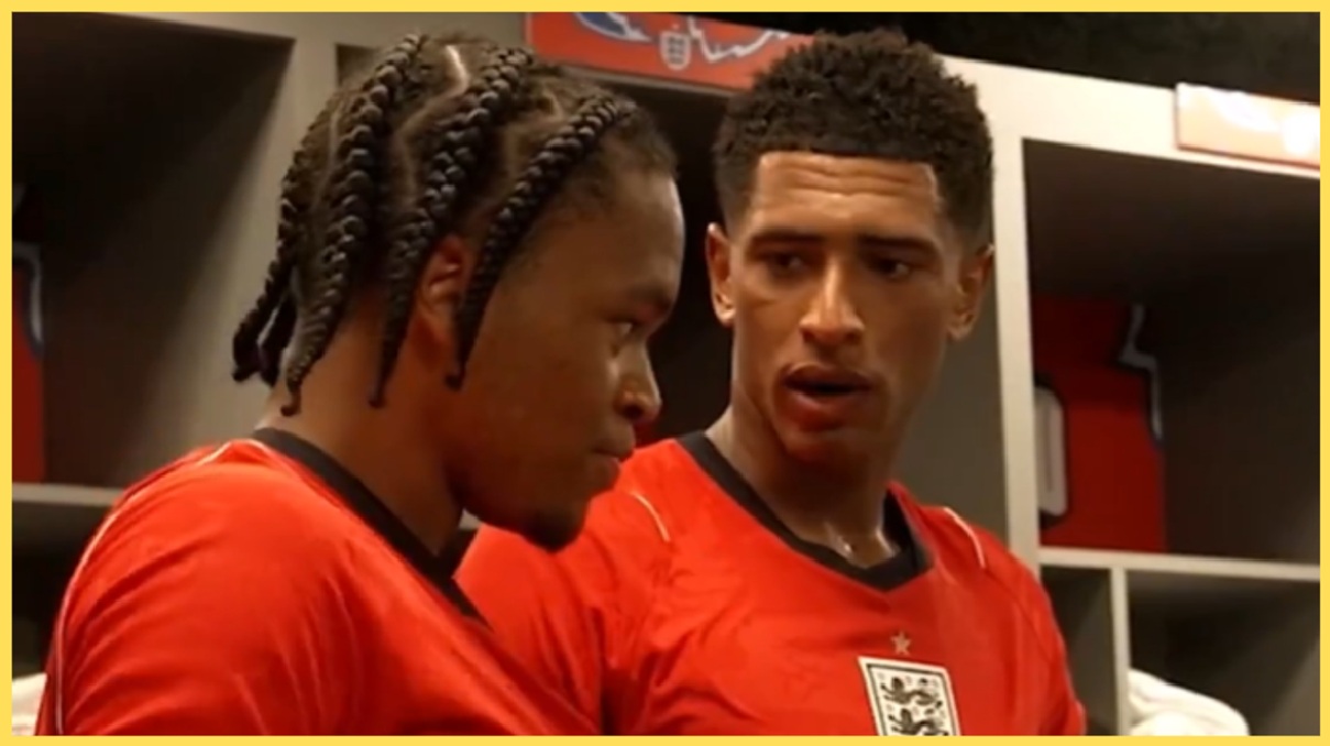 Rio Nugmoha speaks to his England teammates after making his debut on Saturday