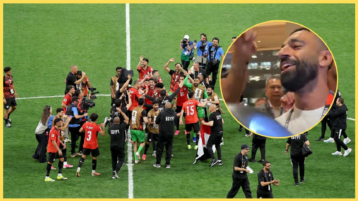 Mo Salah and Egypt celebrate their first win at a World Cup