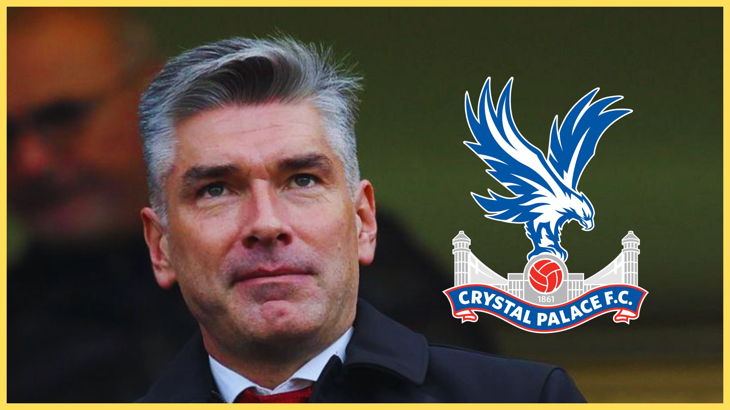 Liverpool sporting director Richard Hughes pictured next to Crystal Palace club crest.