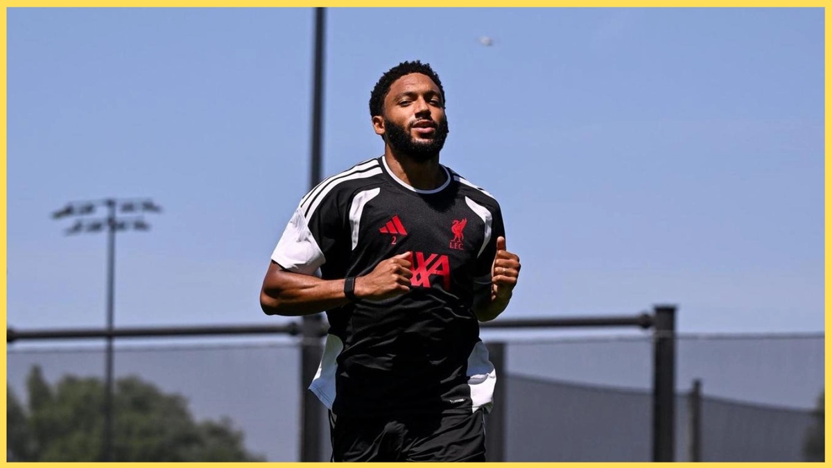 Joe Gomez pictured in a training session for Liverpool
