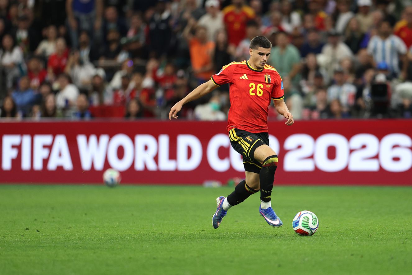 Reported Liverpool transfer target Matias Fernandez-Pardo dribbles with the ball during Belgium game.