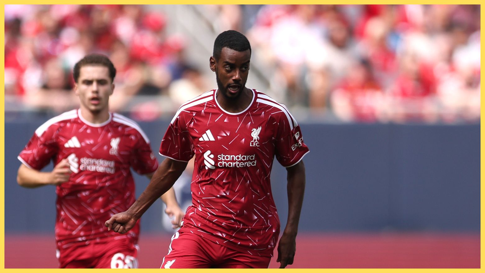 Alexander Isak dribbles with the ball during Liverpool pre-season game.