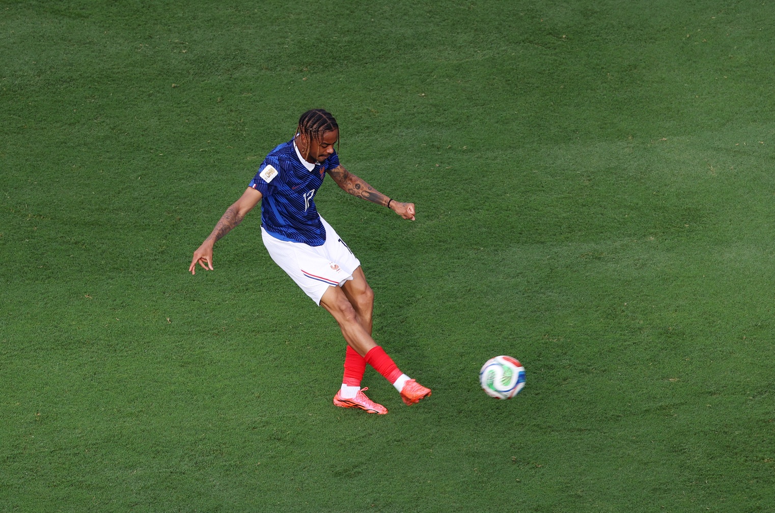 Bradley Barcola in action for France at the World Cup