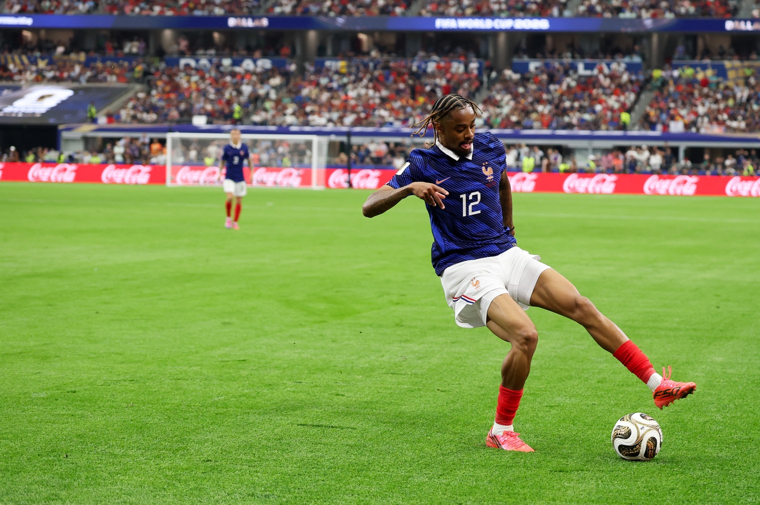 Bradley Barcola in action for France during the World Cup