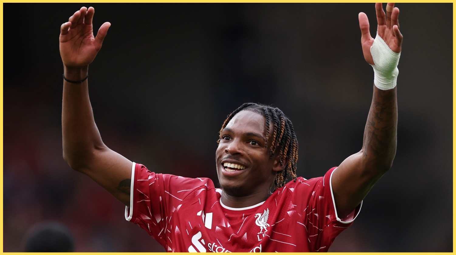 Jeremy Jacquet celebrates scoring for Liverpool against Como