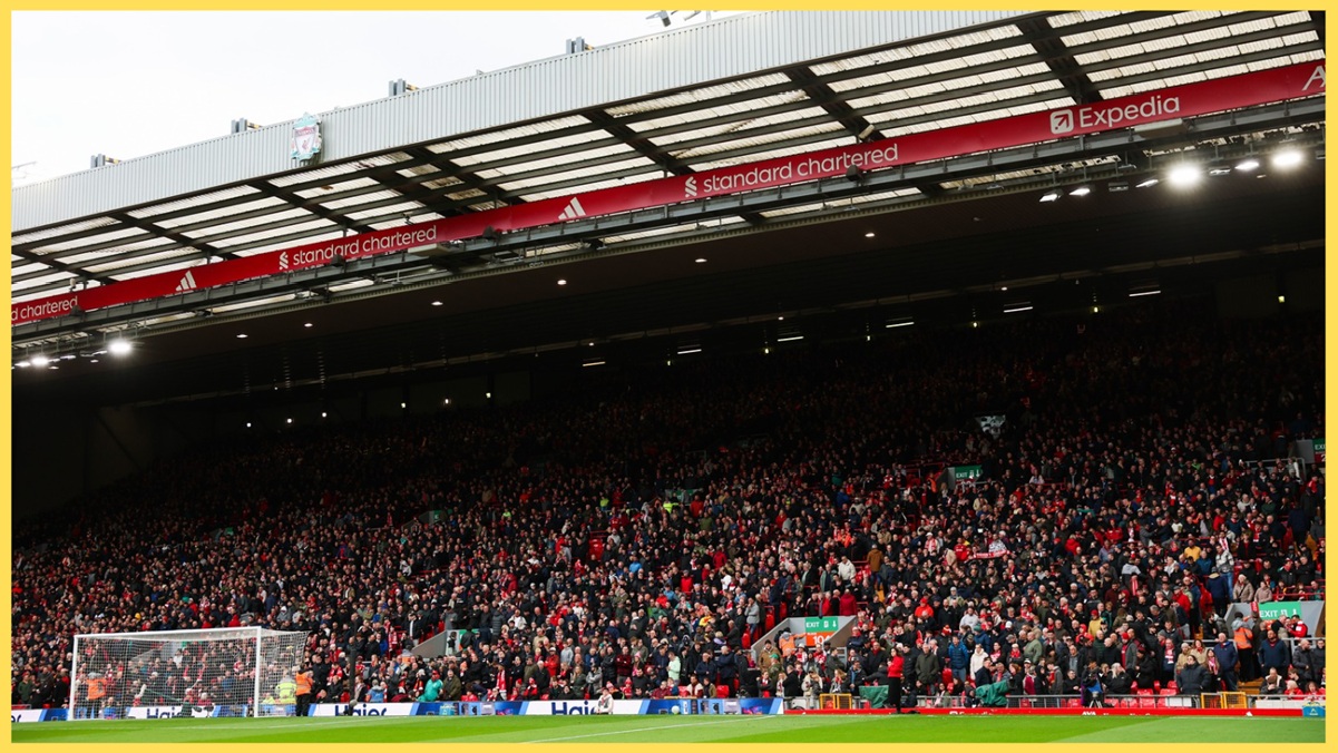 A picture of the Kop at Anfield on matchday