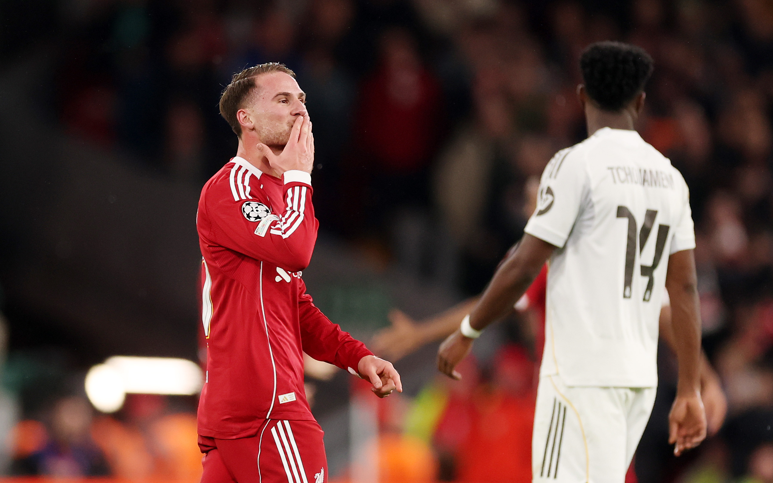 Alexis Mac Allister celebrates his winning goal against Real Madrid last season