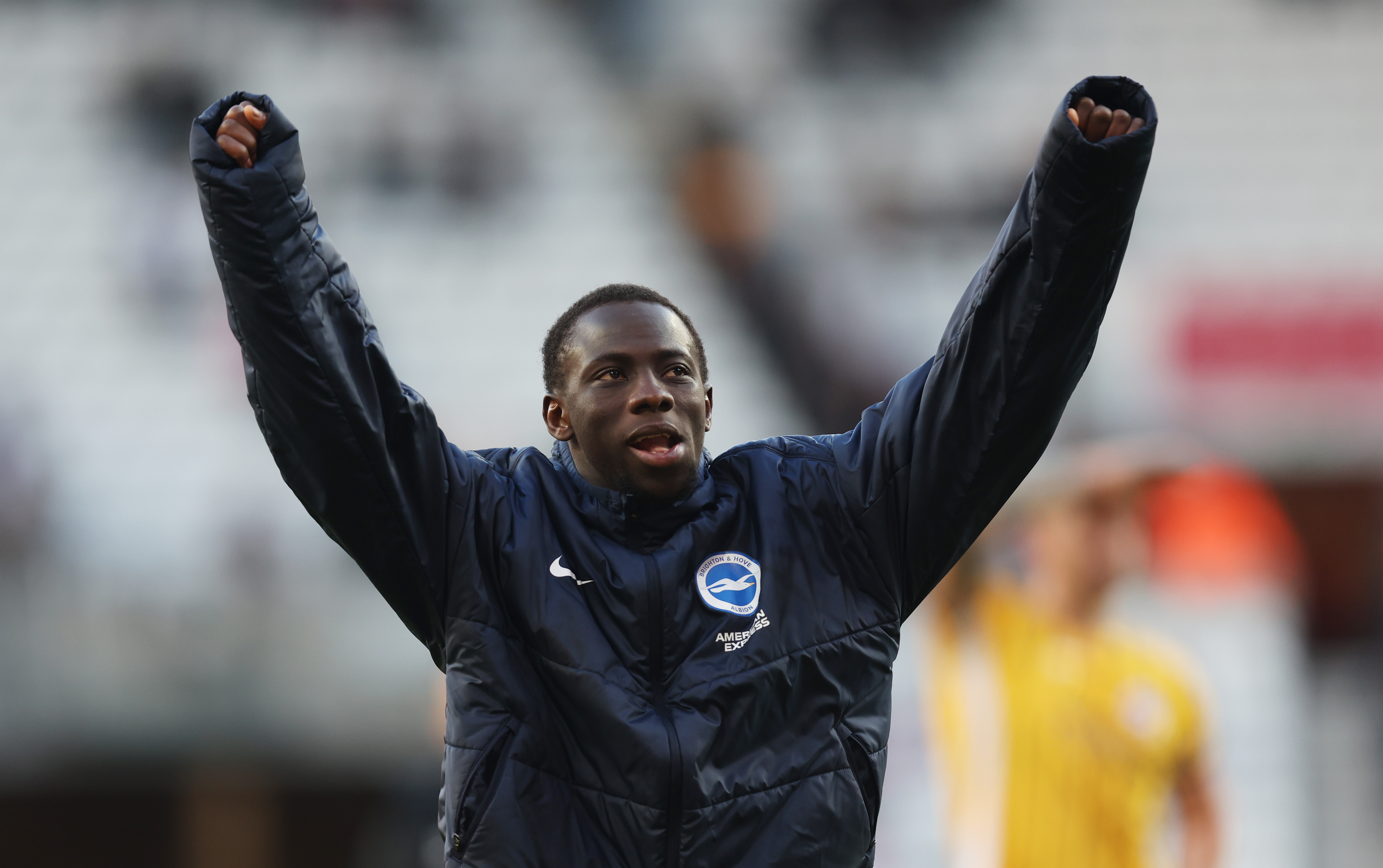 Yankuba Minteh celebrates after a victory for Brighton