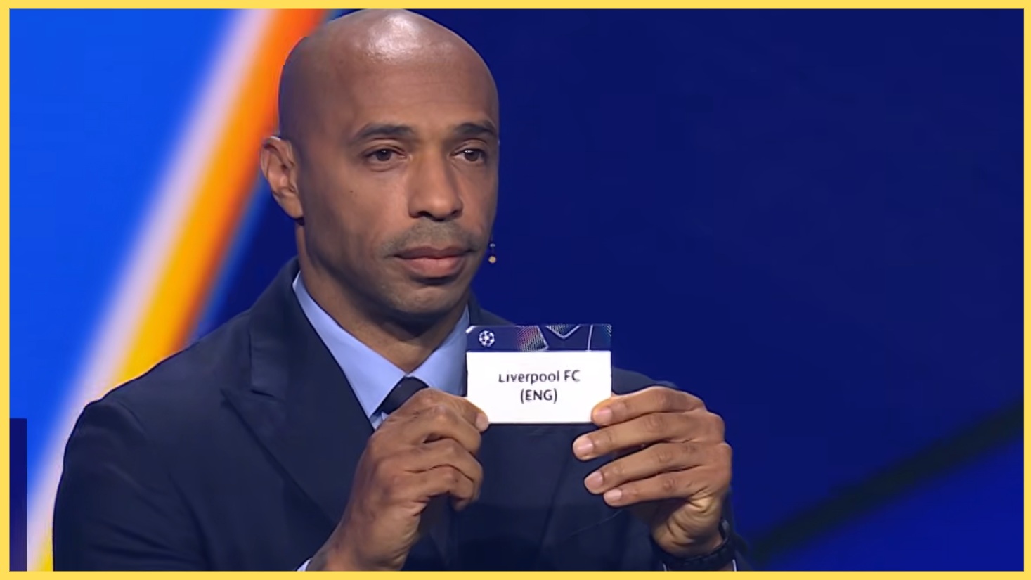 Thierry Henry pulls out Liverpool's name during the Champions League draw