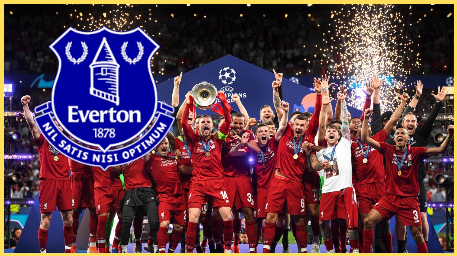 Andy Robertson and his Liverpool teammates celebrate winning the Champions League in 2019