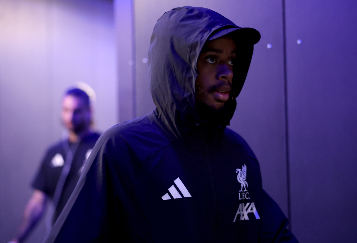 Bradley Barcola arrives at Portman Road ahead of Liverpool's fixture against Ipswich
