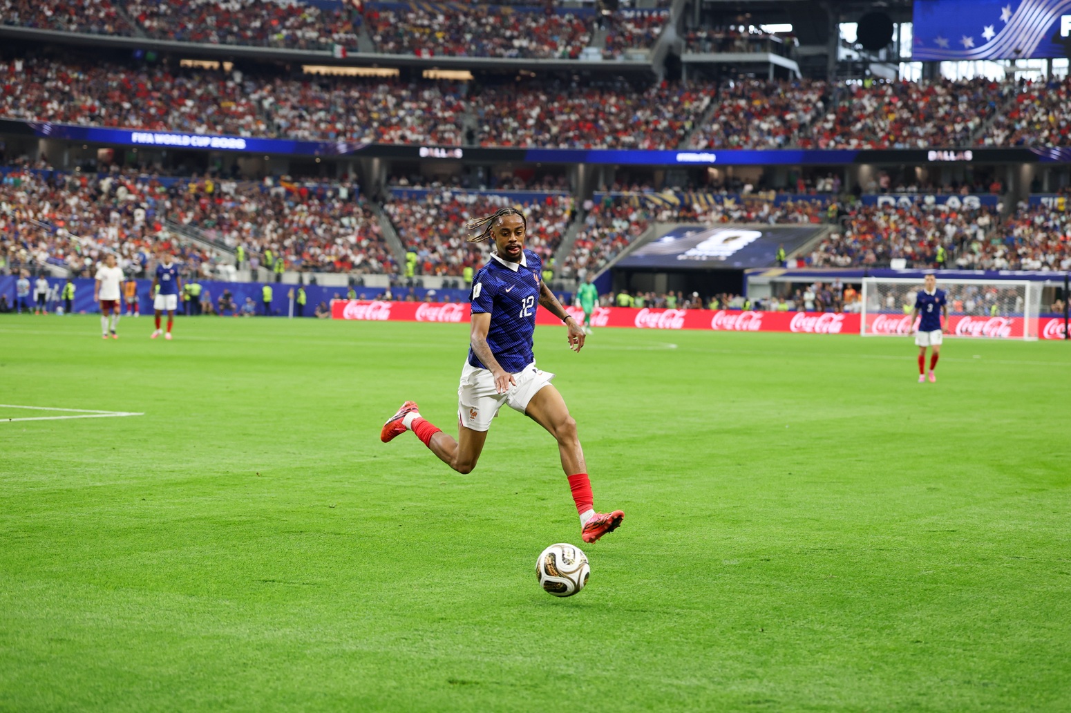 Bradley Barcola in action for France at the World Cup