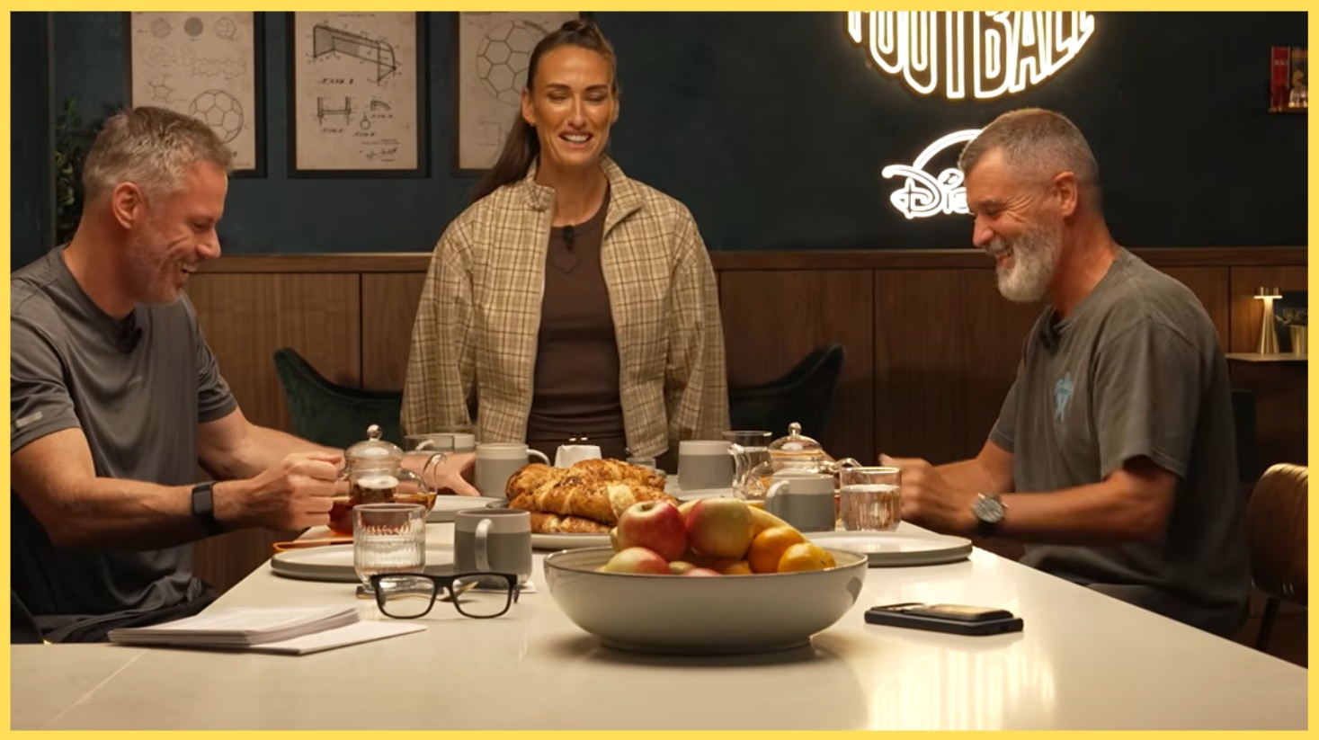 Jamie Carragher, Jill Scott and Roy Keane on an episode of Stick To Football
