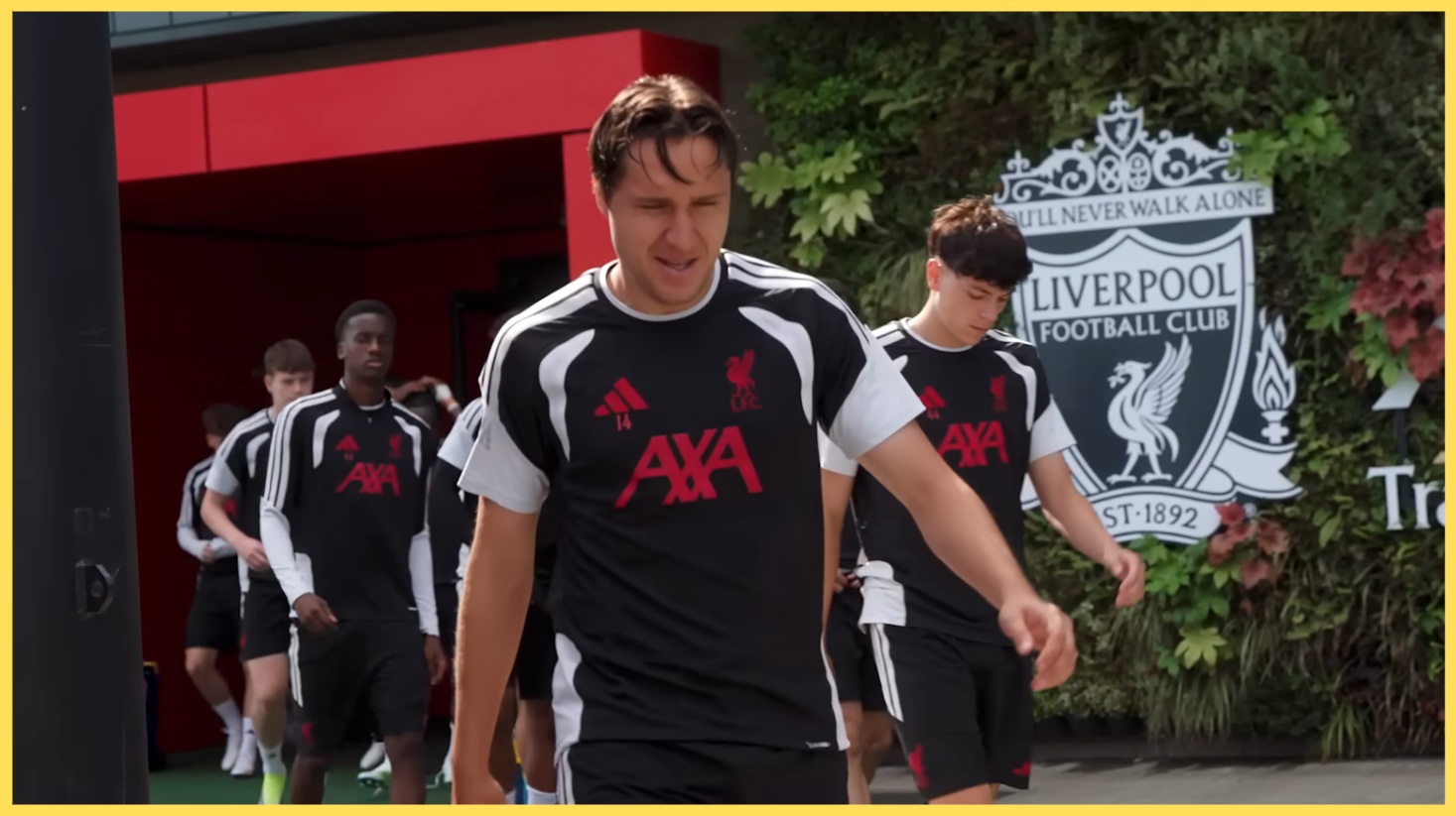 Federico Chiesa takes to the pitch at the AXA Training Centre