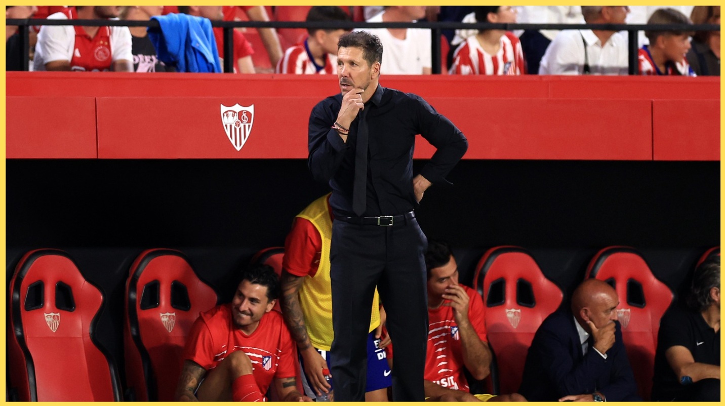 Atletico Madrid manager Diego Simeone looks on from the touchline