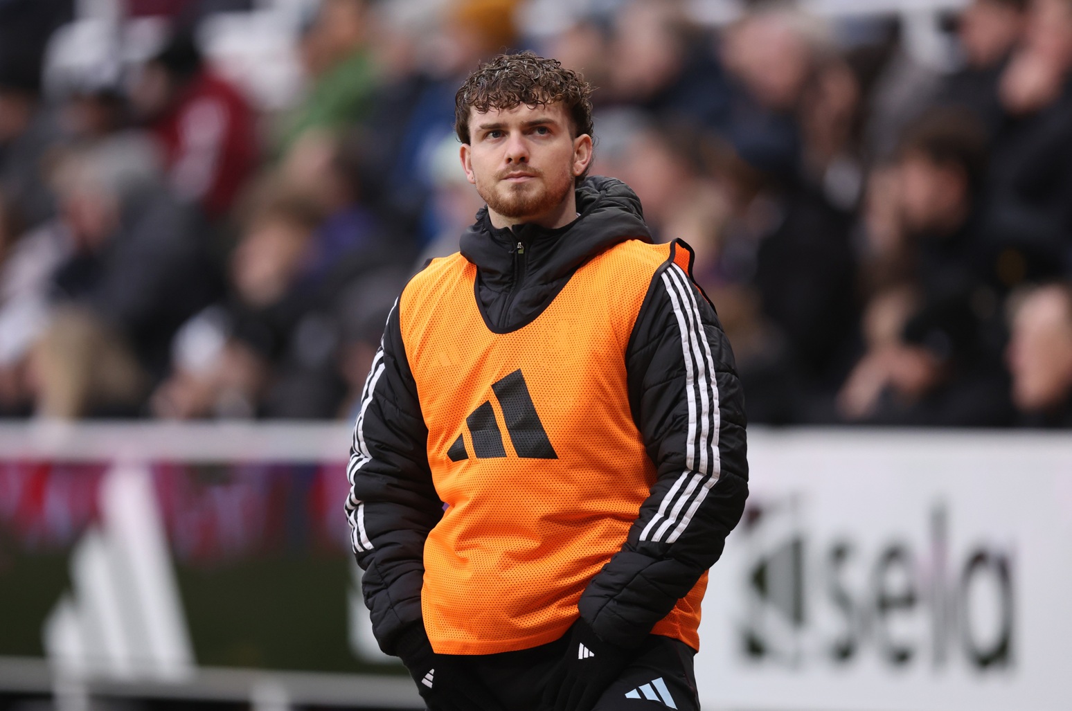 Harvey Elliott looks on from the touchline during his loan spell at Aston Villa