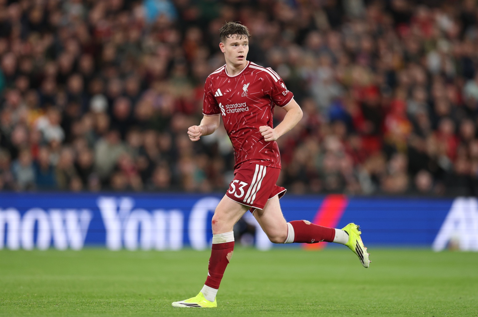 James McConnell in action for Liverpool against Spurs at Anfield