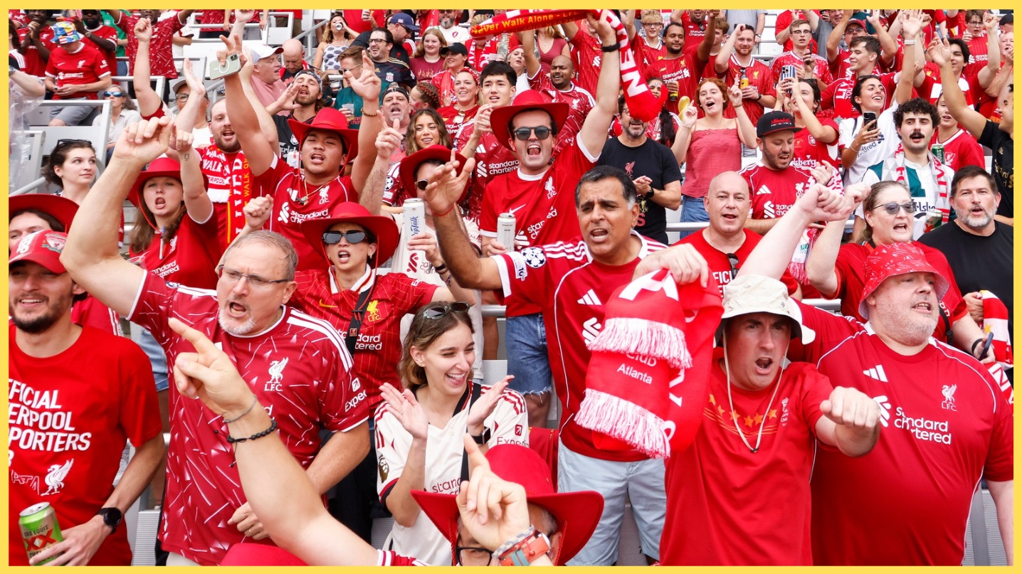 Liverpool fans cheer during a pre-season game in Nashville