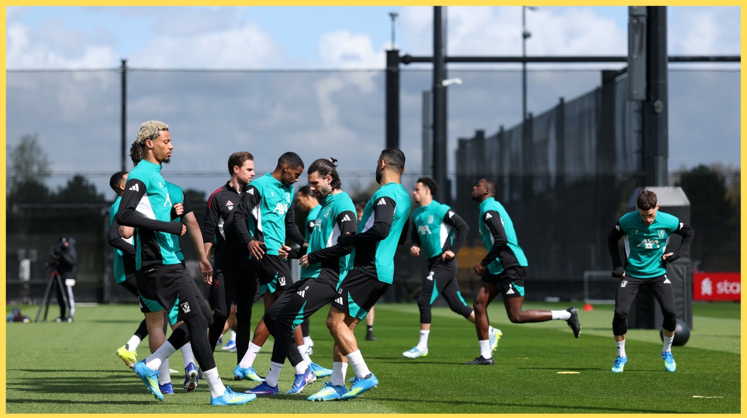 Liverpool players during a session at the AXA Training Centre