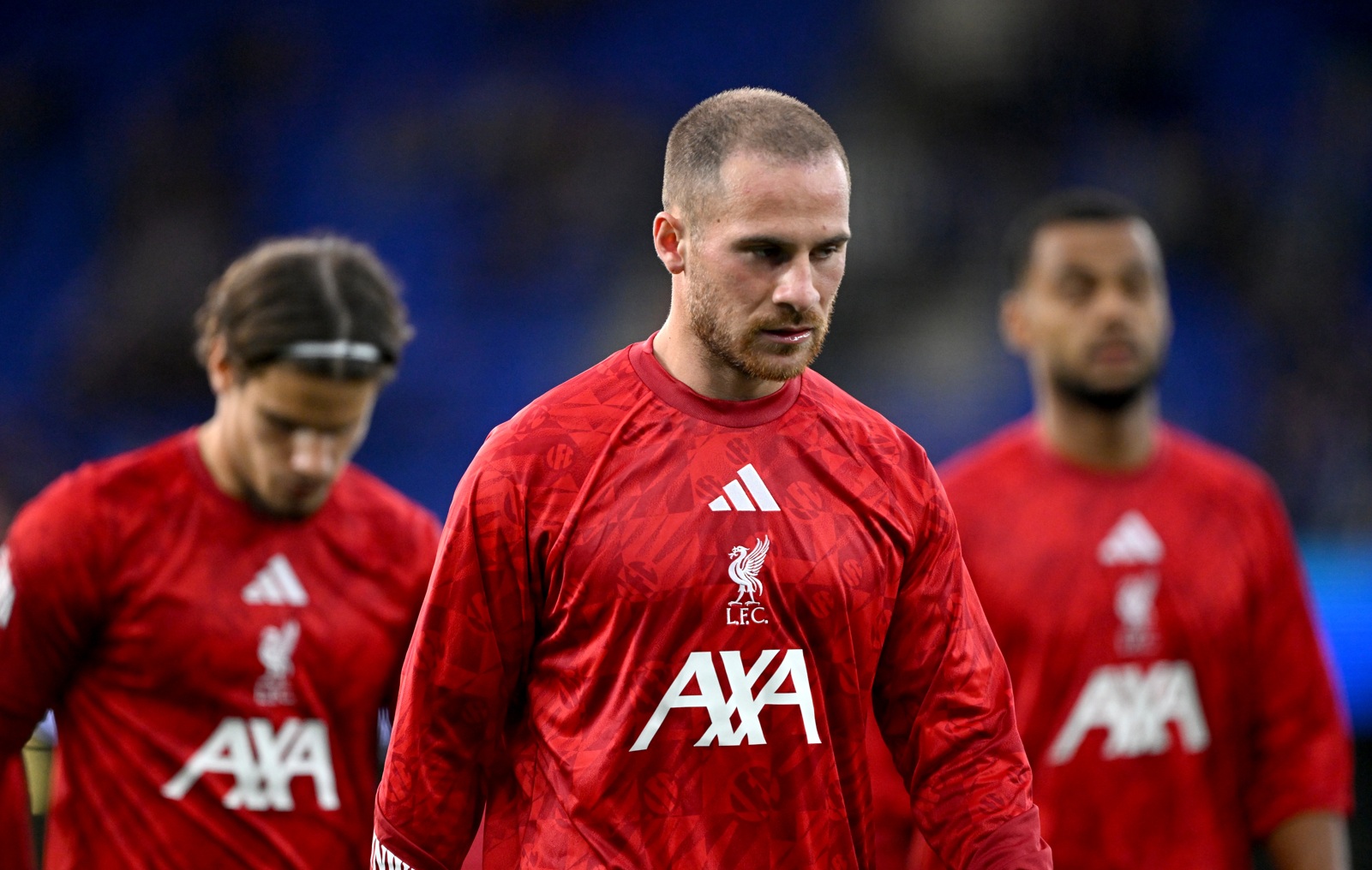 Alexis Mac Allister pictured during the warm-up before a Liverpool match