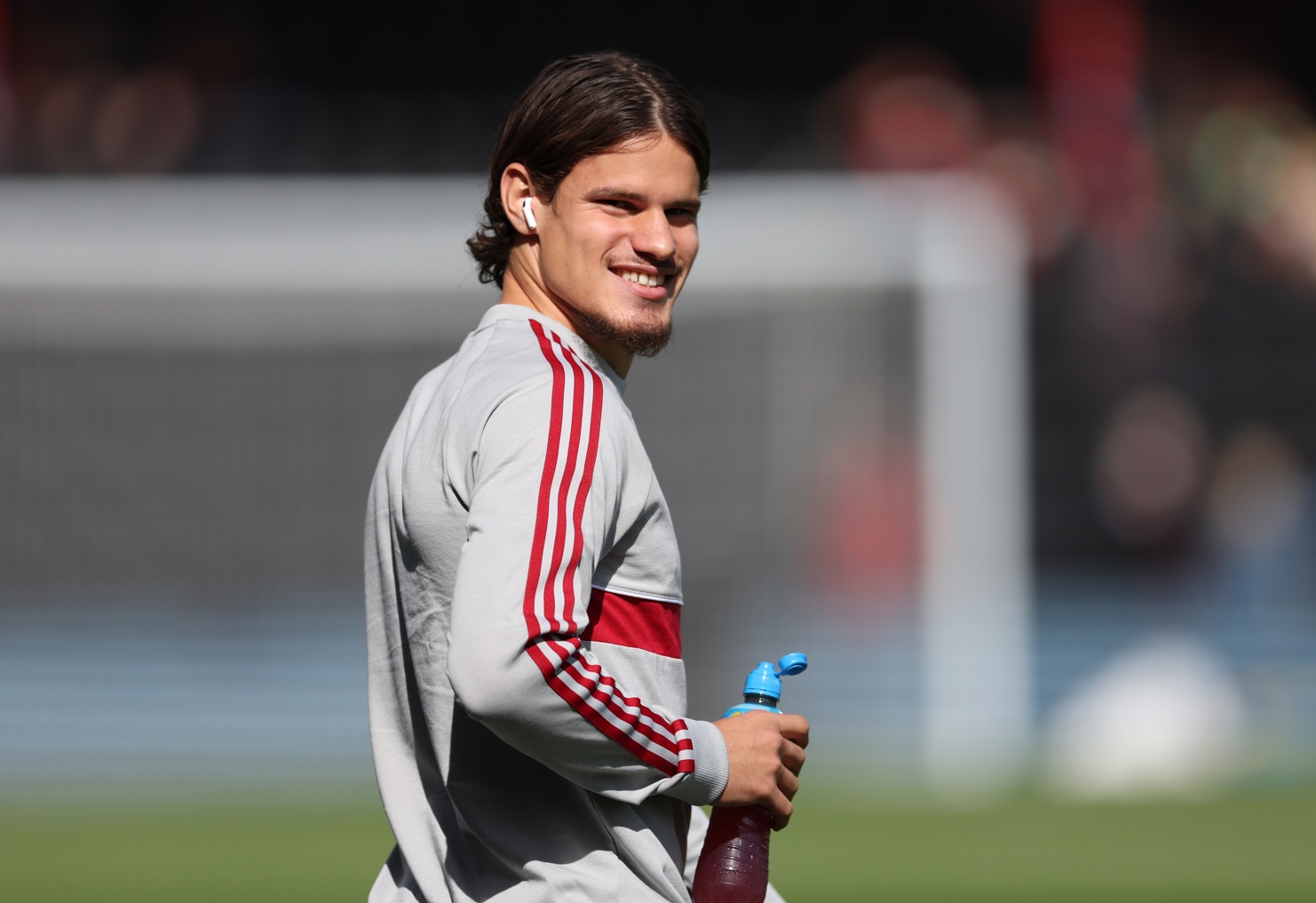 Milos Kerkez pictured during the warm-ups prior to Liverpool's match at Bournemouth