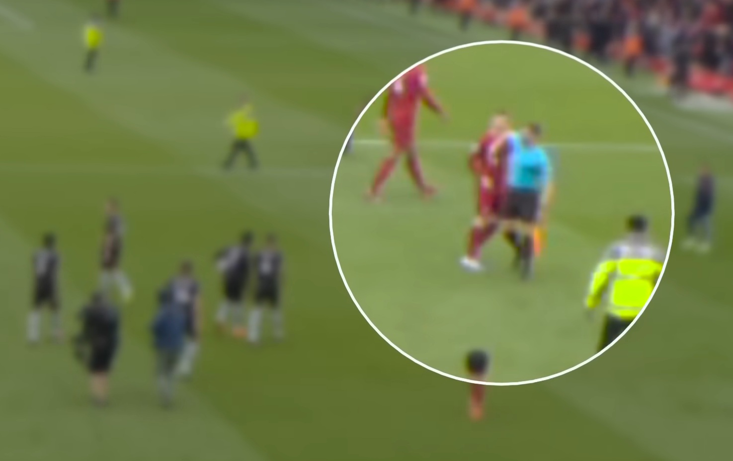 Constantine Hatzidakis elbows Andy Robertson in the face at Anfield in April 2023