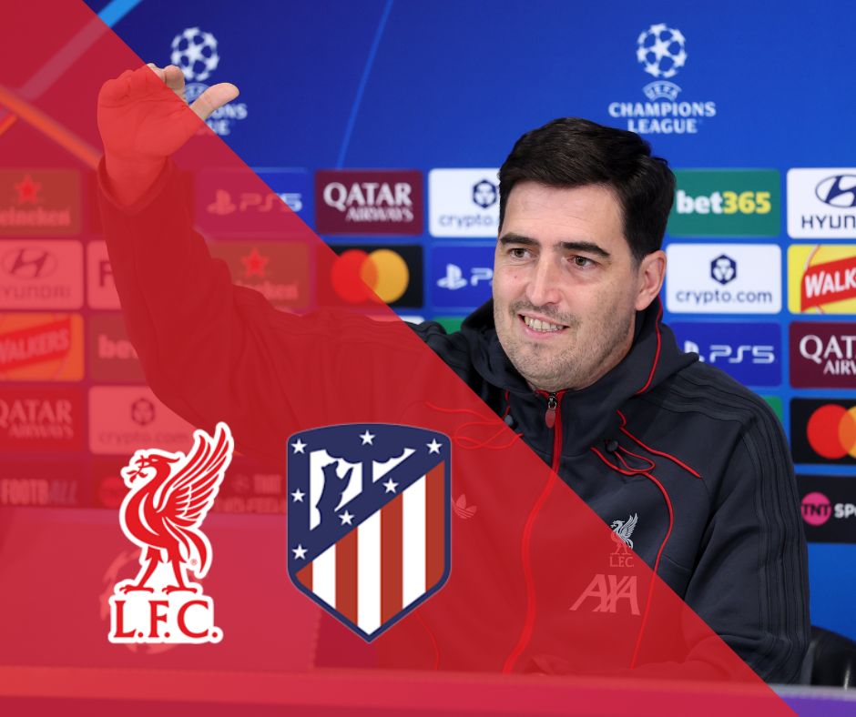 Andoni Iraola at his pre-match press conference ahead of Liverpool v Atletico Madrid